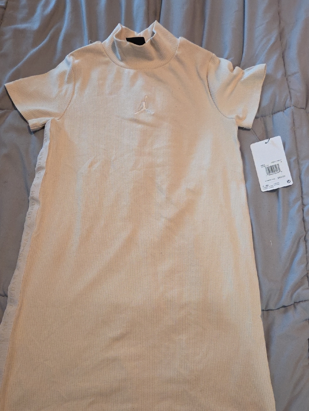 Nike Beige Ribbed Mock Neck Tee Dress